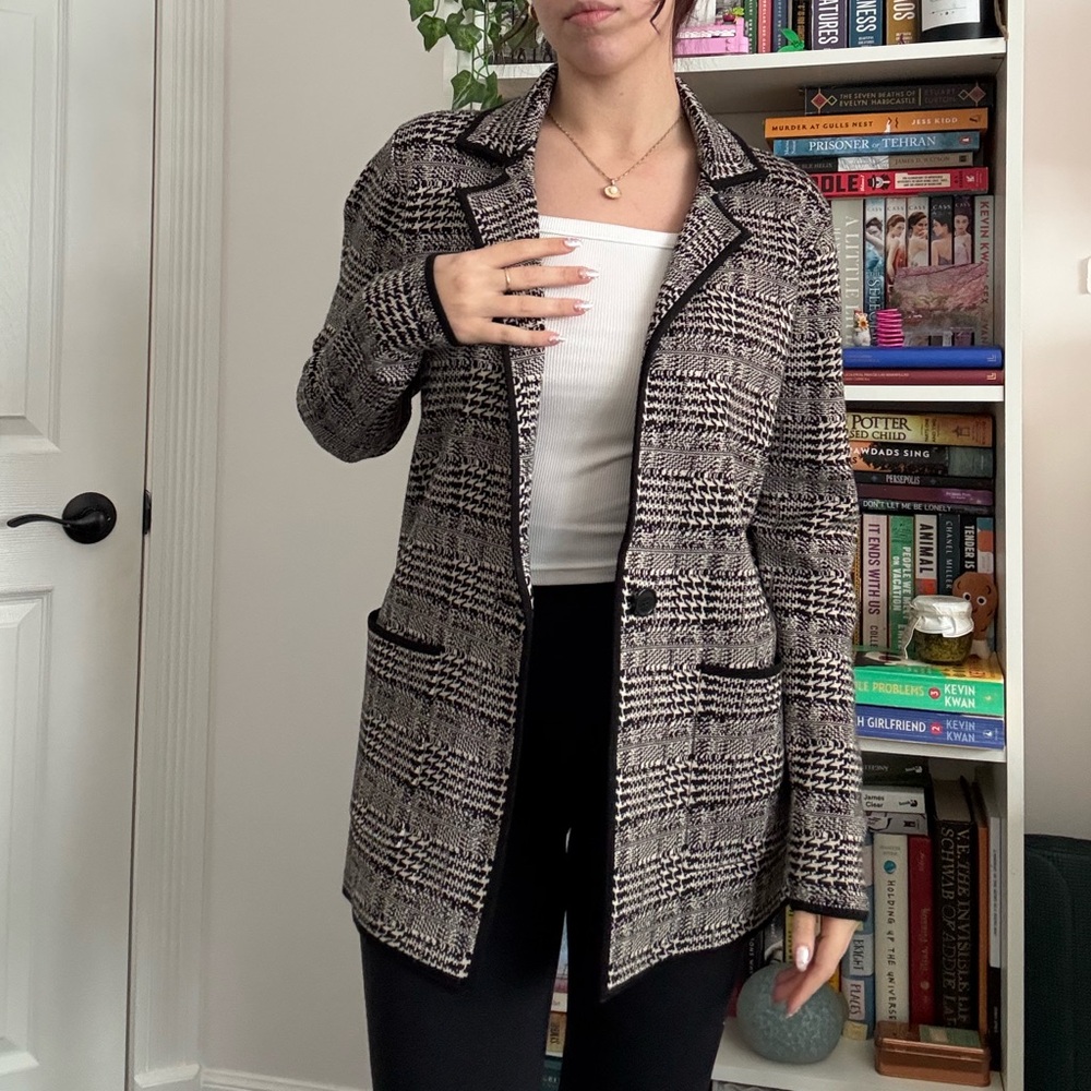 Max Studio Black and White Checkered Blazer